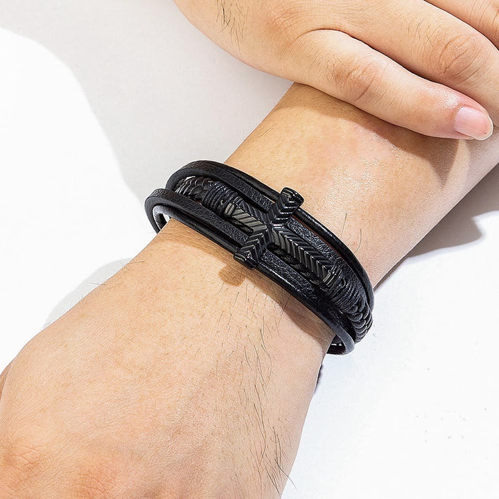 Christianartworkshop Dreiteiliges Kreuz-Lederarmband: Personalisierter Glaube in jedem Strang - image 2