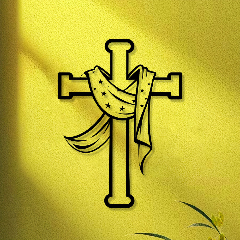 Christianartworkshop Stern-Schal-Kreuz-Wanddekoration aus Metall: Sanfter Begleiter der göttlichen Gnade - image 7