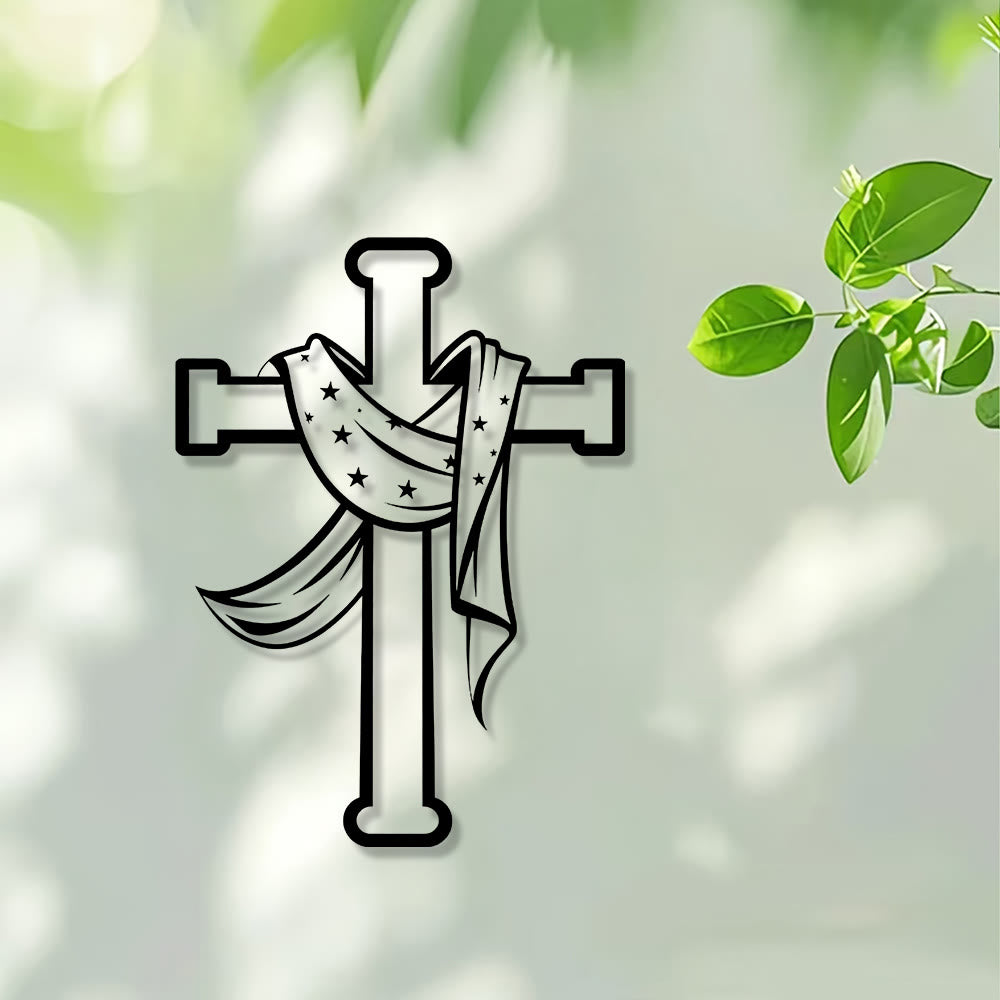 Christianartworkshop Stern-Schal-Kreuz-Wanddekoration aus Metall: Sanfter Begleiter der göttlichen Gnade - image 5