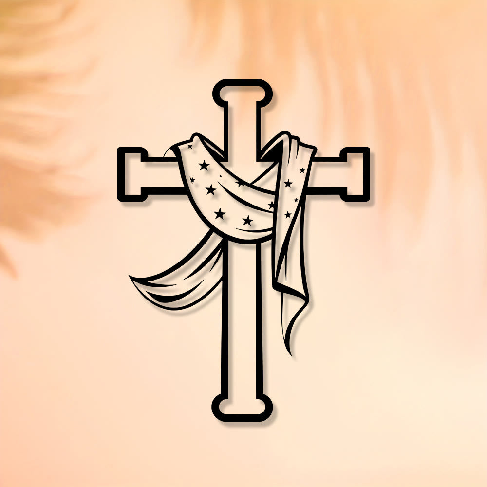 Christianartworkshop Stern-Schal-Kreuz-Wanddekoration aus Metall: Sanfter Begleiter der göttlichen Gnade - image 4