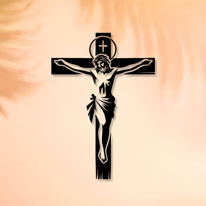 Christianartworkshop Heiligenschein-Kreuz aus Metall als Wanddekoration: Ehrfürchtiger Begleiter des göttlichen Opfers - image 4