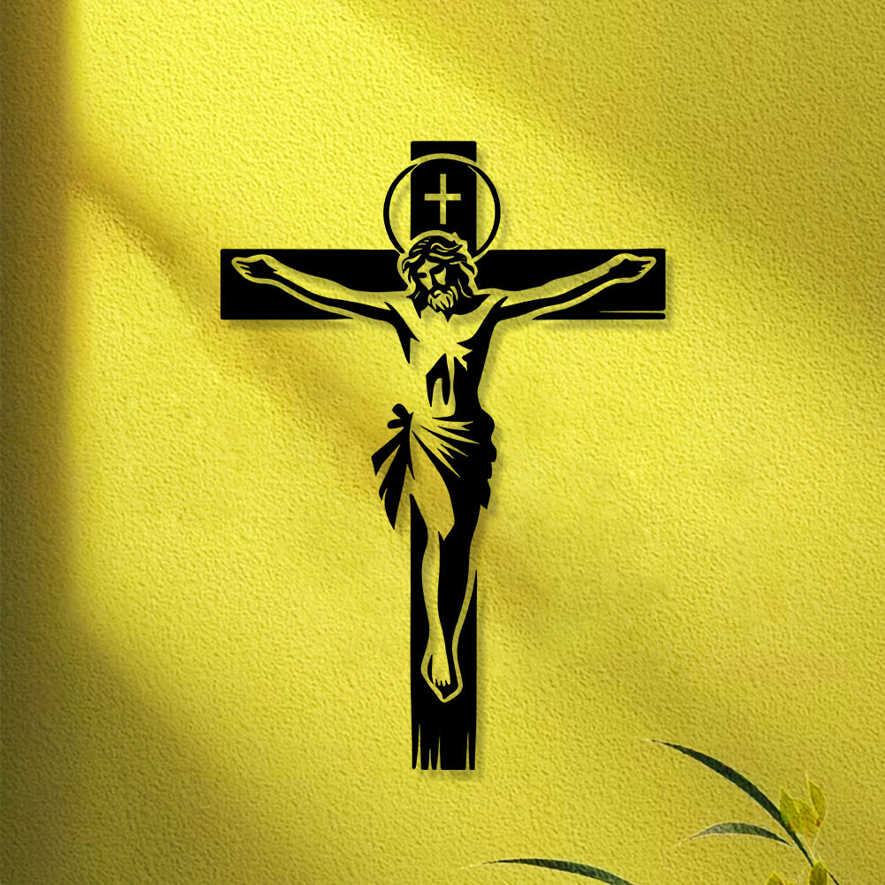Christianartworkshop Heiligenschein-Kreuz aus Metall als Wanddekoration: Ehrfürchtiger Begleiter des göttlichen Opfers - image 7
