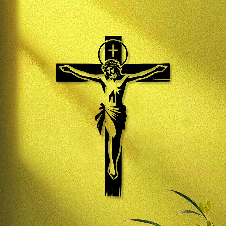 Christianartworkshop Heiligenschein-Kreuz aus Metall als Wanddekoration: Ehrfürchtiger Begleiter des göttlichen Opfers - image 7