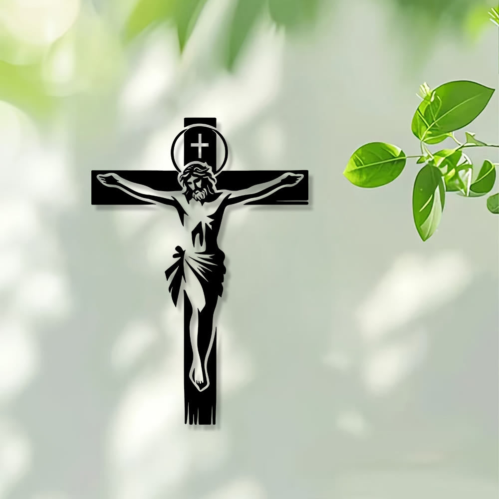Christianartworkshop Heiligenschein-Kreuz aus Metall als Wanddekoration: Ehrfürchtiger Begleiter des göttlichen Opfers - image 5