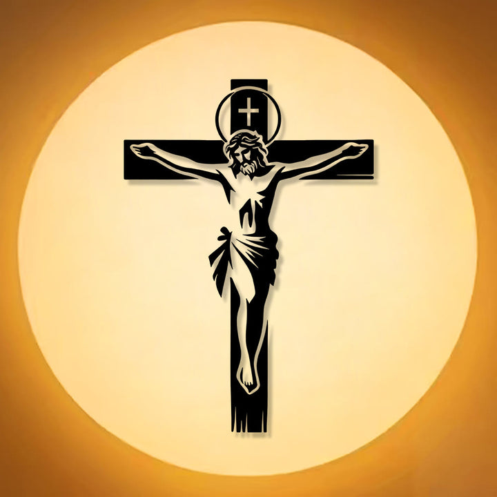 Christianartworkshop Heiligenschein-Kreuz aus Metall als Wanddekoration: Ehrfürchtiger Begleiter des göttlichen Opfers - image 6