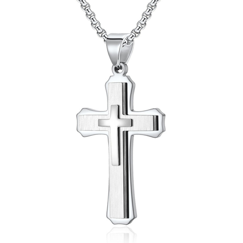 Dreireihige Kreuzkette von Christianartworkshop: Personalisierter Glaube für den Alltag - Silber - image 1