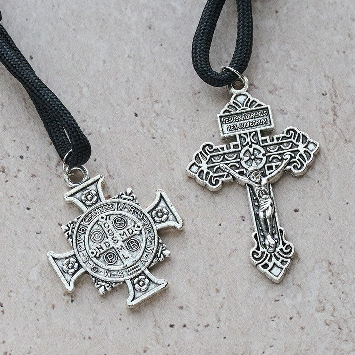 Christianartworkshop Autoanhänger und Rosenkranz in einem – mit Schutzschild des Heiligen Michael und Benedikt sowie Gnade gegen das Böse – zum Tragen in der Hosentasche - image 7