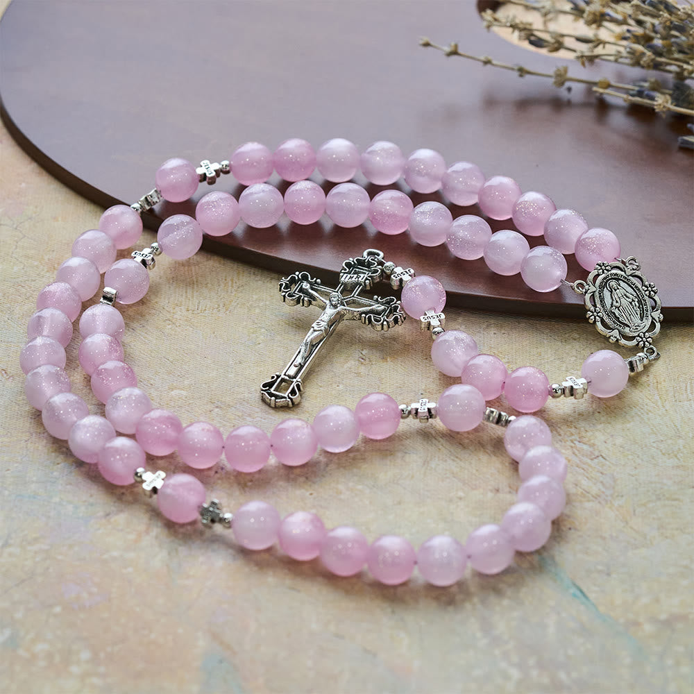 Christianartworkshop Göttliche Spiegelung Farbwechselnder Rosenkranz: Erblüht im Sonnenlicht von zartem Rosa zu leidenschaftlichem Magenta - image 9