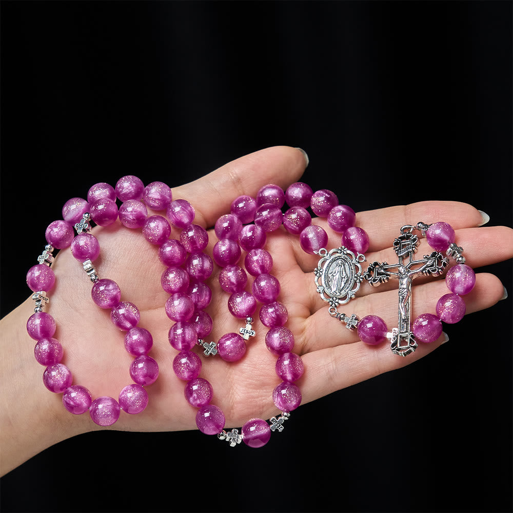 Christianartworkshop Göttliche Spiegelung Farbwechselnder Rosenkranz: Erblüht im Sonnenlicht von zartem Rosa zu leidenschaftlichem Magenta - image 1