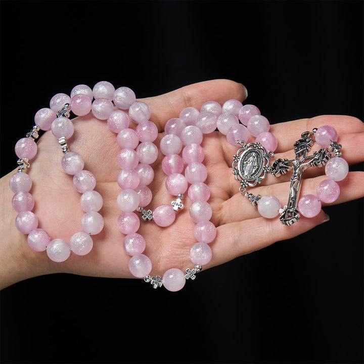 Christianartworkshop Göttliche Spiegelung Farbwechselnder Rosenkranz: Erblüht im Sonnenlicht von zartem Rosa zu leidenschaftlichem Magenta - image 2