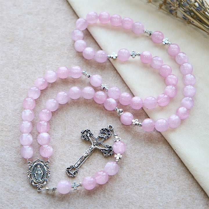 Christianartworkshop Göttliche Spiegelung Farbwechselnder Rosenkranz: Erblüht im Sonnenlicht von zartem Rosa zu leidenschaftlichem Magenta - image 5