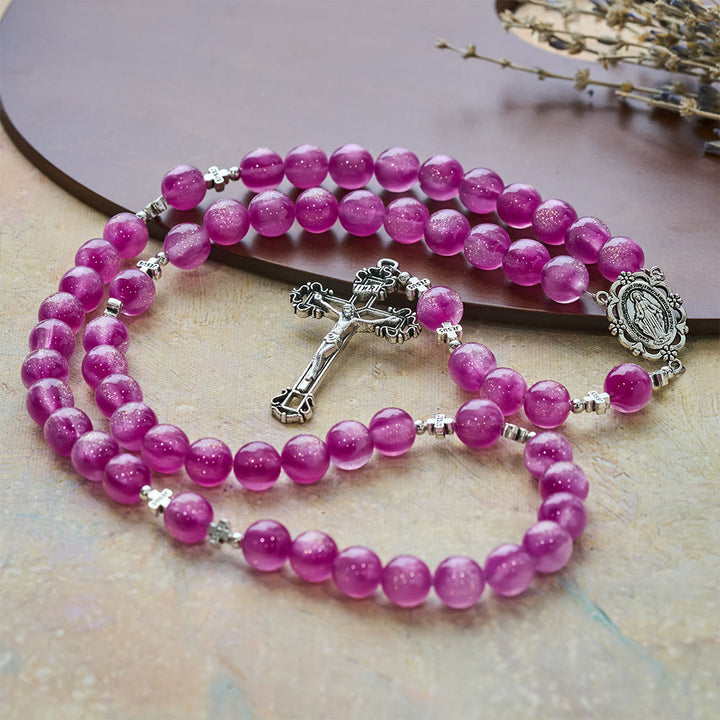Christianartworkshop Göttliche Spiegelung Farbwechselnder Rosenkranz: Erblüht im Sonnenlicht von zartem Rosa zu leidenschaftlichem Magenta - image 3