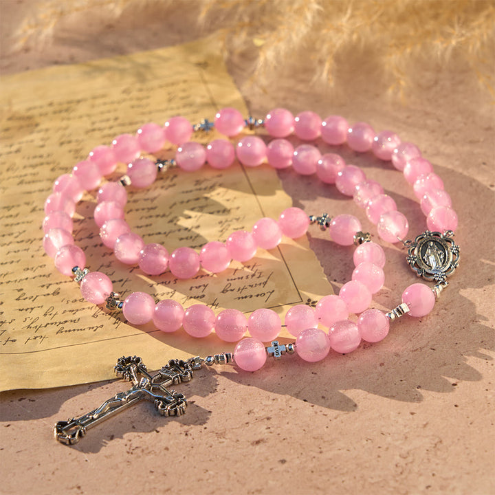 Christianartworkshop Göttliche Spiegelung Farbwechselnder Rosenkranz: Erblüht im Sonnenlicht von zartem Rosa zu leidenschaftlichem Magenta - image 6