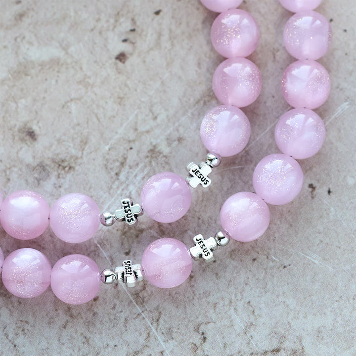 Christianartworkshop Göttliche Spiegelung Farbwechselnder Rosenkranz: Erblüht im Sonnenlicht von zartem Rosa zu leidenschaftlichem Magenta - image 11