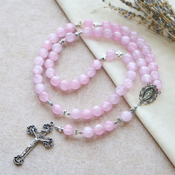 Christianartworkshop Göttliche Spiegelung Farbwechselnder Rosenkranz: Erblüht im Sonnenlicht von zartem Rosa zu leidenschaftlichem Magenta - image 4