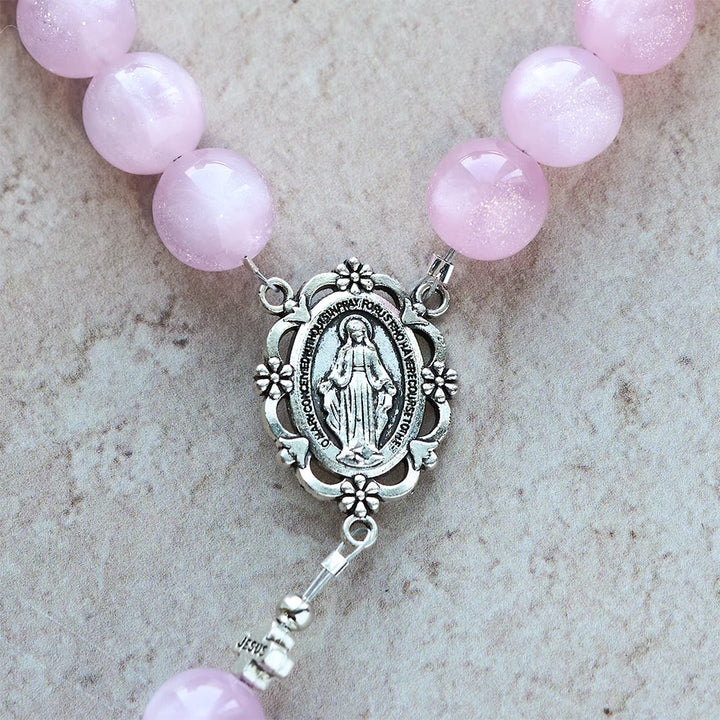 Christianartworkshop Göttliche Spiegelung Farbwechselnder Rosenkranz: Erblüht im Sonnenlicht von zartem Rosa zu leidenschaftlichem Magenta - image 13