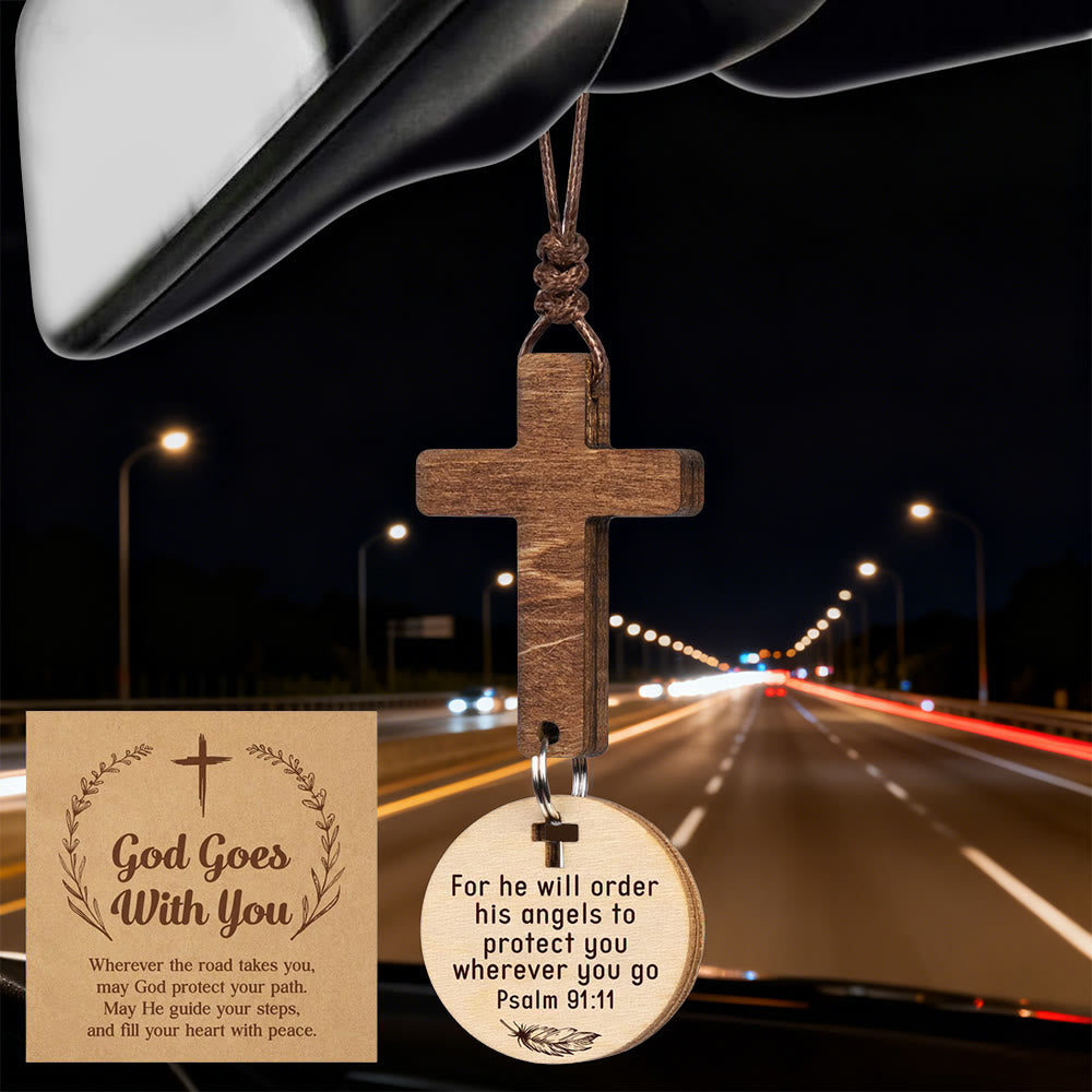 Christianartworkshop 3-teiliger Auto-Anhänger aus Holz mit Geschenkkarte: Andacht im natürlichen Stil - image 3