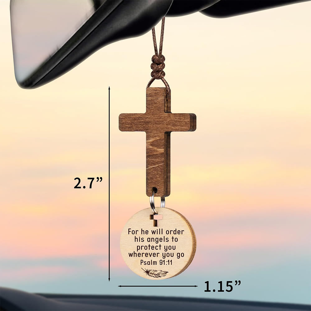 Christianartworkshop 3-teiliger Auto-Anhänger aus Holz mit Geschenkkarte: Andacht im natürlichen Stil - image 4