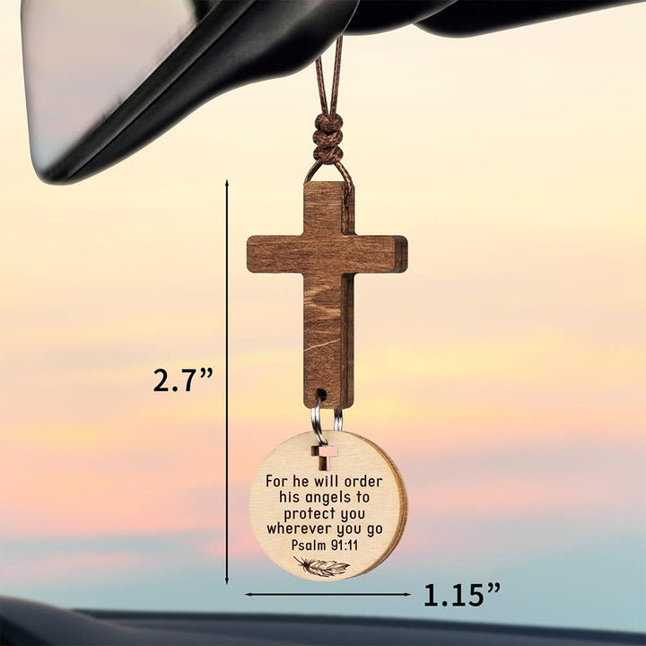 Christianartworkshop 3-teiliger Auto-Anhänger aus Holz mit Geschenkkarte: Andacht im natürlichen Stil - image 4