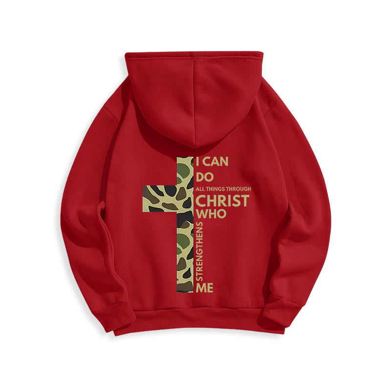 Christianartworkshop Philipper 4:13 mit Tarnmuster Kreuz Fleecegefütterter Polyester-Hoodie - image 2