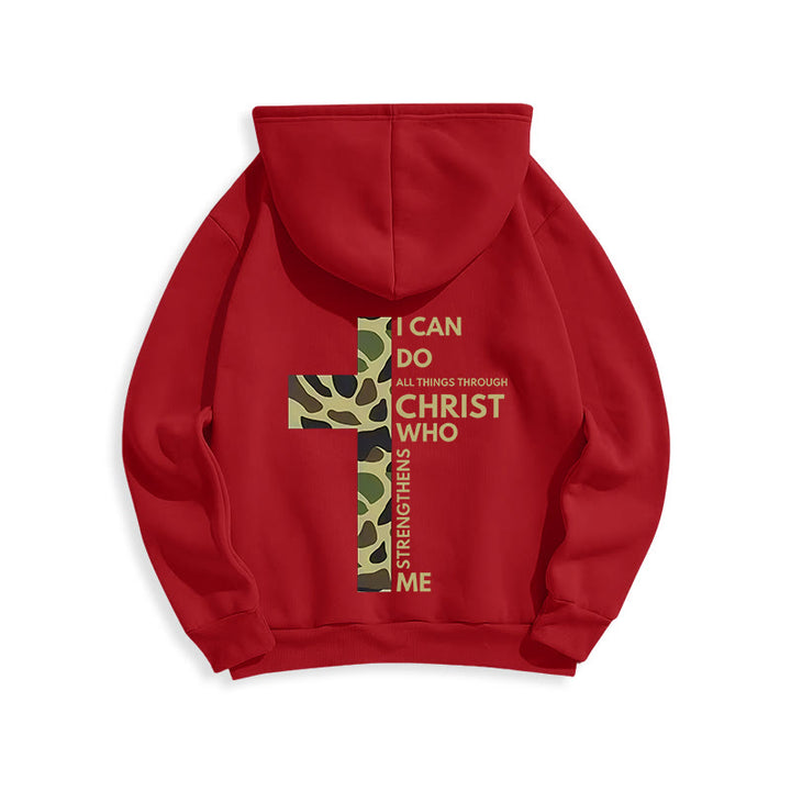 Christianartworkshop Philipper 4:13 mit Tarnmuster Kreuz Fleecegefütterter Polyester-Hoodie - image 2