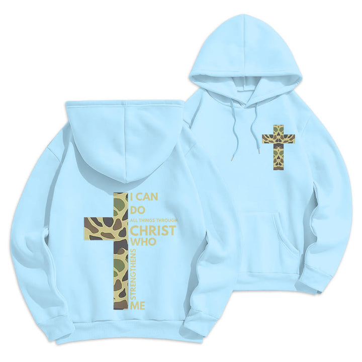 Christianartworkshop Philipper 4:13 mit Tarnmuster Kreuz Fleecegefütterter Polyester-Hoodie - Blau - 2XL - image 3
