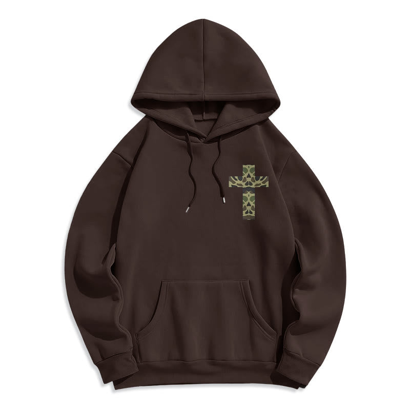 Christianartworkshop Philipper 4:13 mit Tarnmuster Kreuz Fleecegefütterter Polyester-Hoodie - image 13