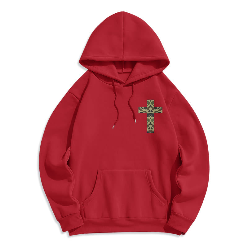 Christianartworkshop Philipper 4:13 mit Tarnmuster Kreuz Fleecegefütterter Polyester-Hoodie - image 1