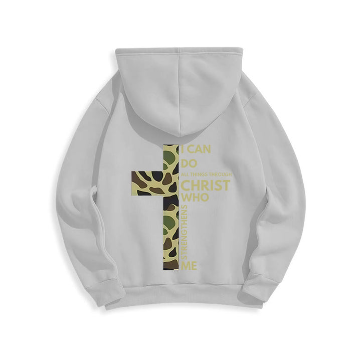 Christianartworkshop Philipper 4:13 mit Tarnmuster Kreuz Fleecegefütterter Polyester-Hoodie - image 23