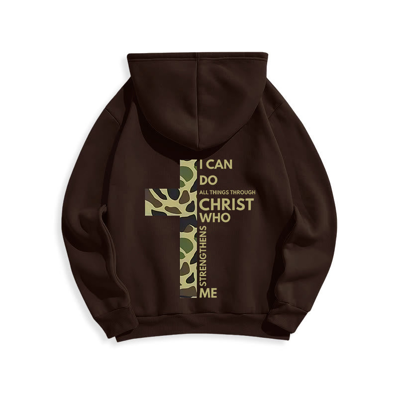 Christianartworkshop Philipper 4:13 mit Tarnmuster Kreuz Fleecegefütterter Polyester-Hoodie - image 14