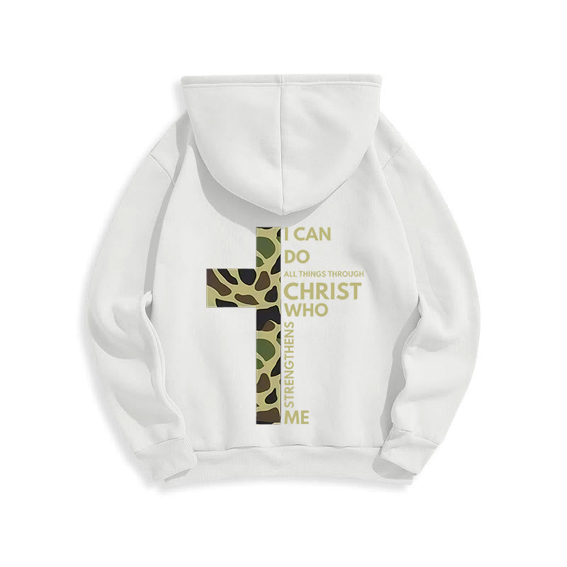 Christianartworkshop Philipper 4:13 mit Tarnmuster Kreuz Fleecegefütterter Polyester-Hoodie - image 20