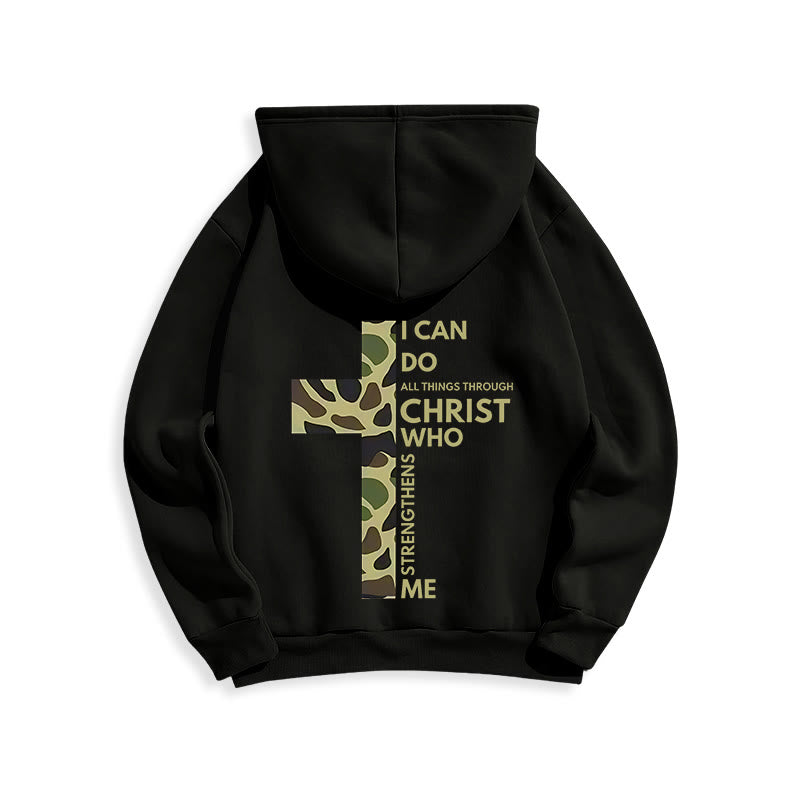Christianartworkshop Philipper 4:13 mit Tarnmuster Kreuz Fleecegefütterter Polyester-Hoodie - image 17