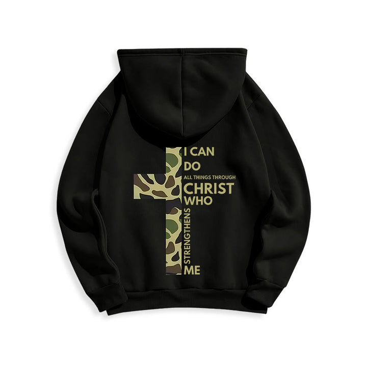 Christianartworkshop Philipper 4:13 mit Tarnmuster Kreuz Fleecegefütterter Polyester-Hoodie - image 17