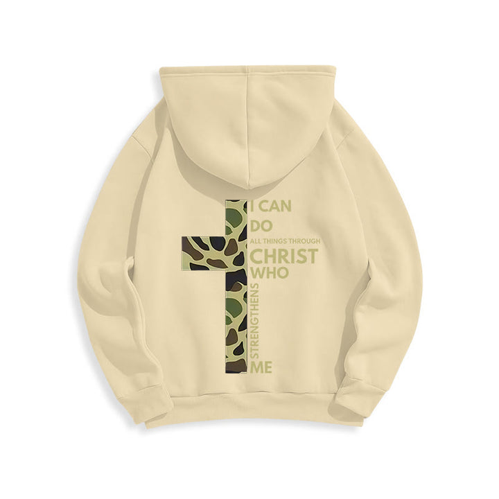 Christianartworkshop Philipper 4:13 mit Tarnmuster Kreuz Fleecegefütterter Polyester-Hoodie - image 8