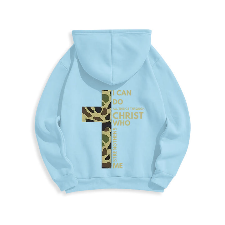 Christianartworkshop Philipper 4:13 mit Tarnmuster Kreuz Fleecegefütterter Polyester-Hoodie - image 5