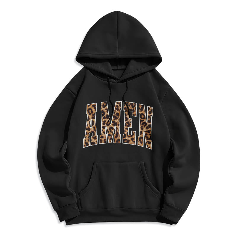 Christianartworkshop Amen Affirmation Fleecegefütterter Polyester-Hoodie - Schwarz - 2XL - image 7