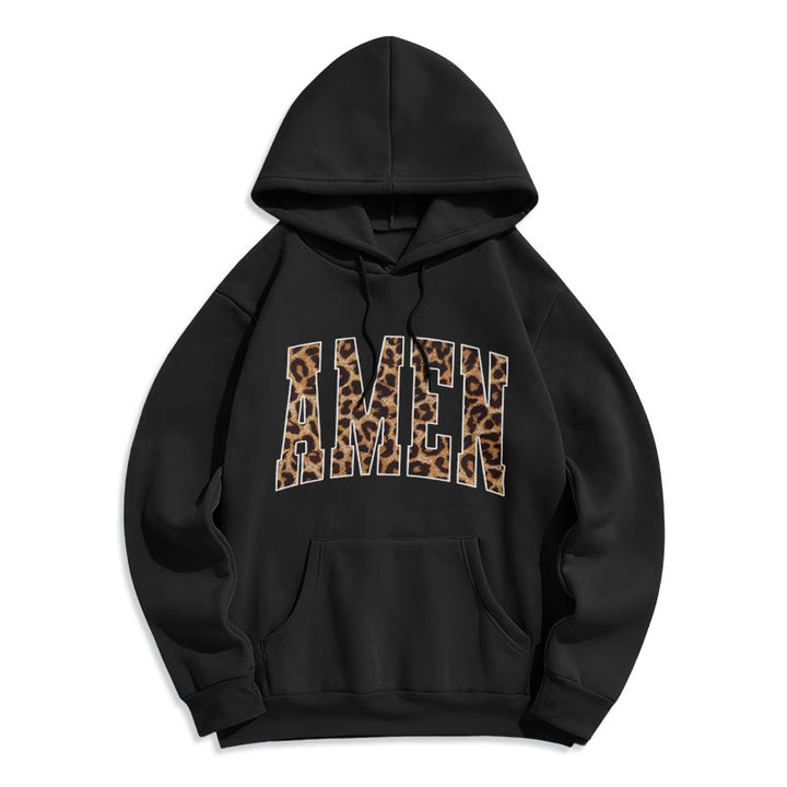 Christianartworkshop Amen Affirmation Fleecegefütterter Polyester-Hoodie - Schwarz - 2XL - image 7