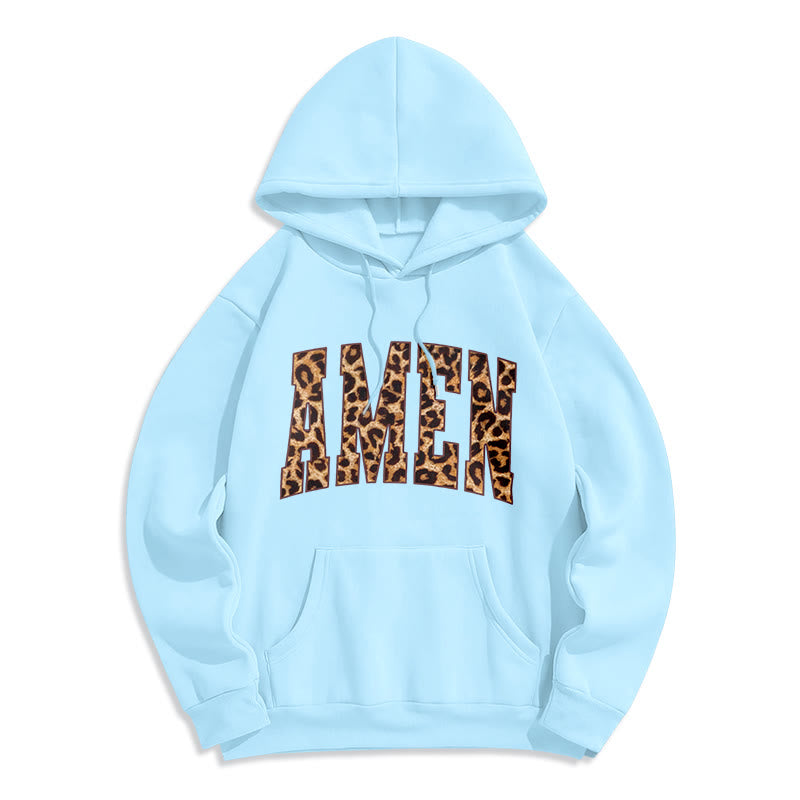 Christianartworkshop Amen Affirmation Fleecegefütterter Polyester-Hoodie - Blau - 2XL - image 3