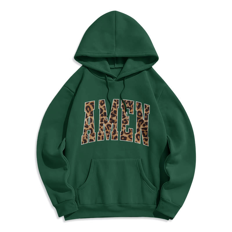 Christianartworkshop Amen Affirmation Fleecegefütterter Polyester-Hoodie - Grün - 2XL - image 5