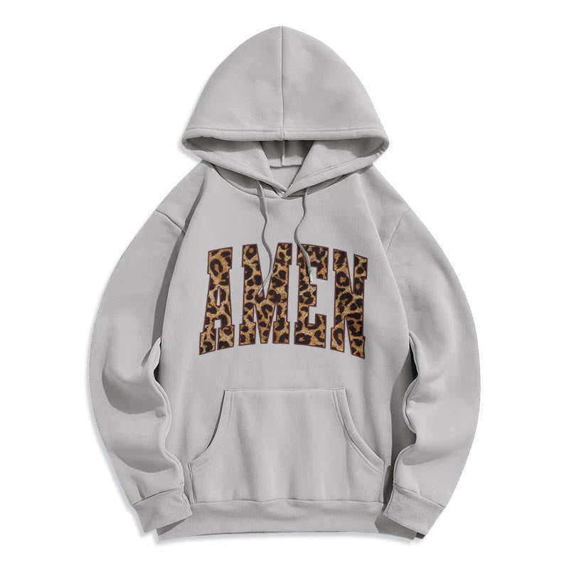 Christianartworkshop Amen Affirmation Fleecegefütterter Polyester-Hoodie - Grau - 2XL - image 0