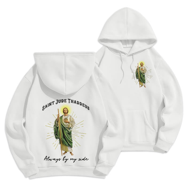 Christianartworkshop St. Jude Always by My Side Fleecegefütterter Polyester-Hoodie - Weiß - 2XL - image 3