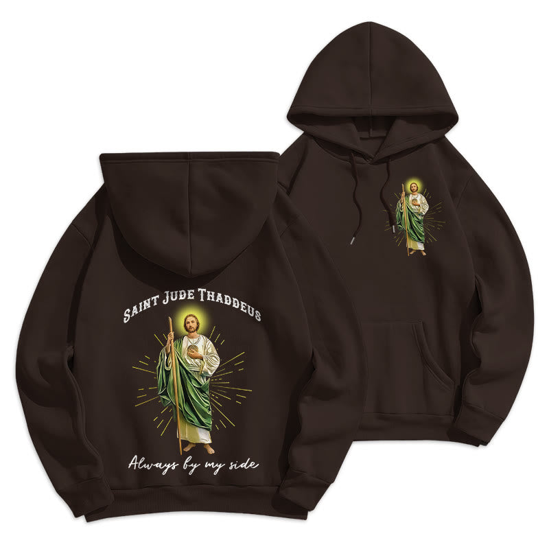 Christianartworkshop St. Jude Always by My Side Fleecegefütterter Polyester-Hoodie - Braun - 2XL - image 21
