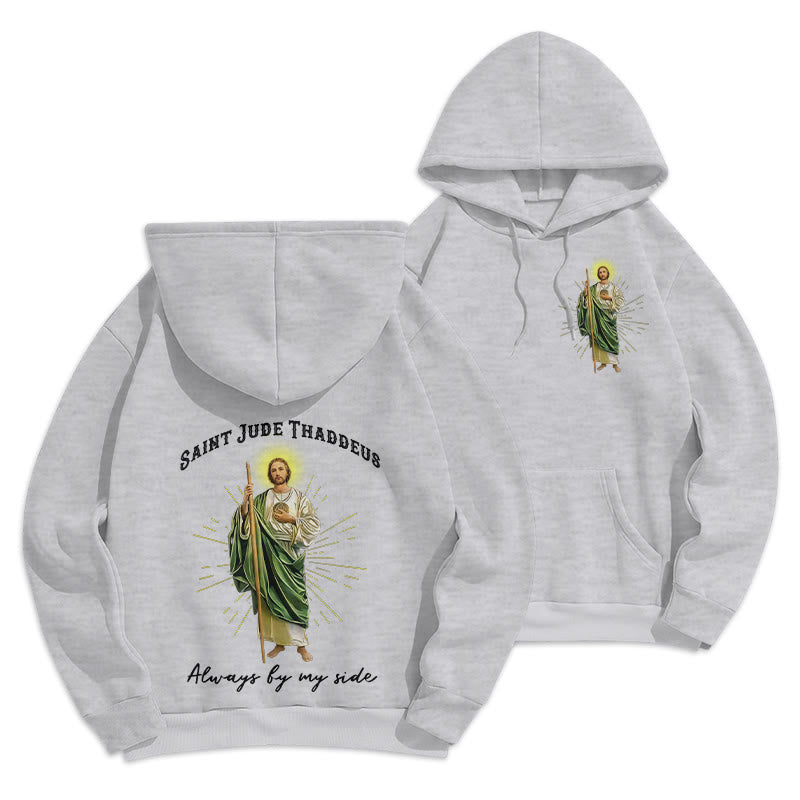 Christianartworkshop St. Jude Always by My Side Fleecegefütterter Polyester-Hoodie - Grau - 2XL - image 6