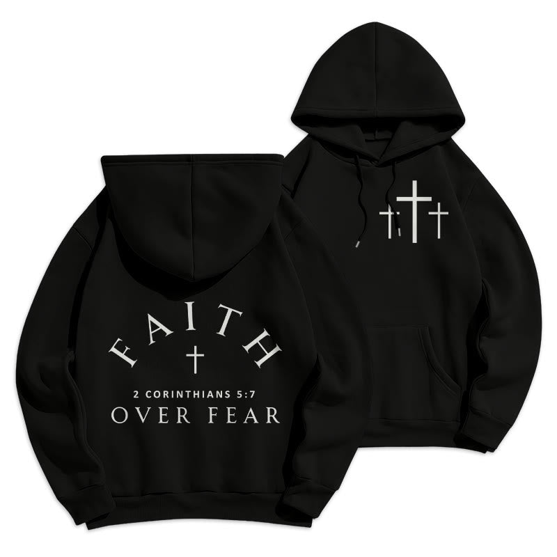 Christianartworkshop 2 Korinther 5:7 Glauben Fleecegefütterter Polyester-Hoodie - Schwarz - 2XL - image 3