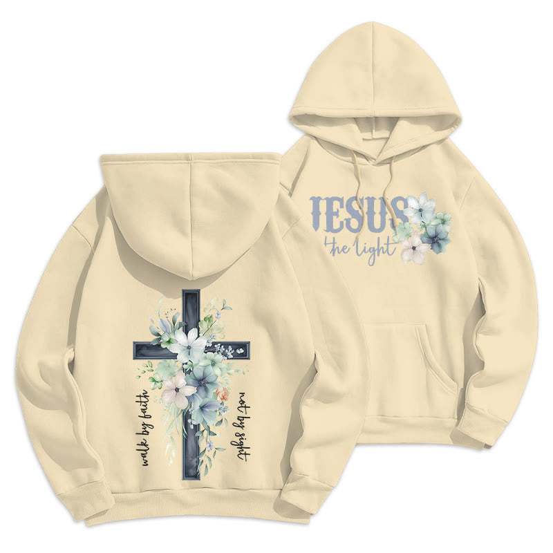 Christianartworkshop Jesus the Light Walk by Faith Fleece-gefütterter Polyester-Hoodie - Beige - 2XL - image 22