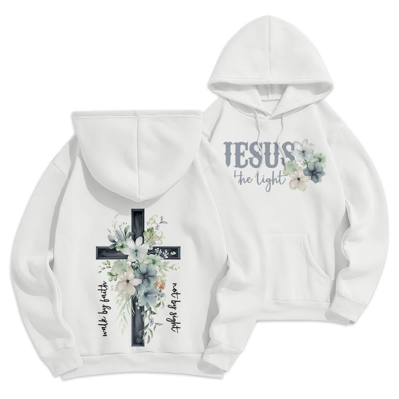 Christianartworkshop Jesus the Light Walk by Faith Fleece-gefütterter Polyester-Hoodie - Weiß - 2XL - image 10