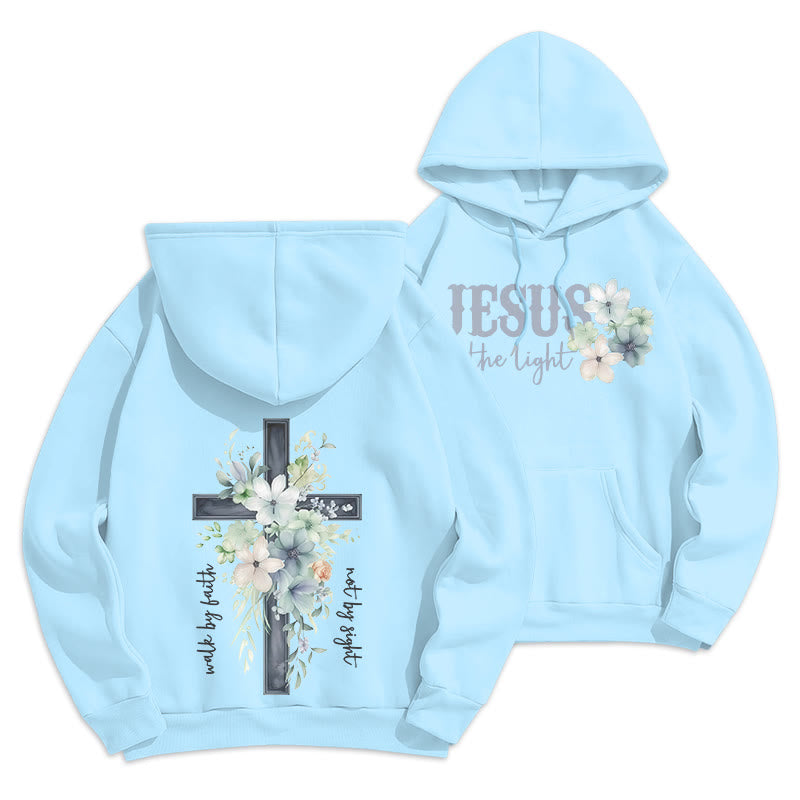 Christianartworkshop Jesus the Light Walk by Faith Fleece-gefütterter Polyester-Hoodie - Blau - 2XL - image 19