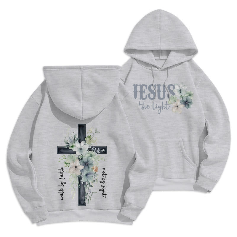 Christianartworkshop Jesus the Light Walk by Faith Fleece-gefütterter Polyester-Hoodie - Grau - 2XL - image 13