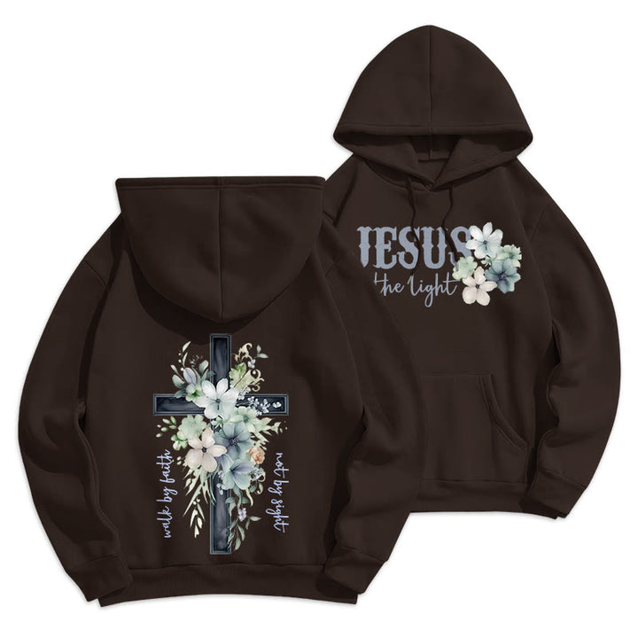 Christianartworkshop Jesus the Light Walk by Faith Fleece-gefütterter Polyester-Hoodie - Braun - 2XL - image 4