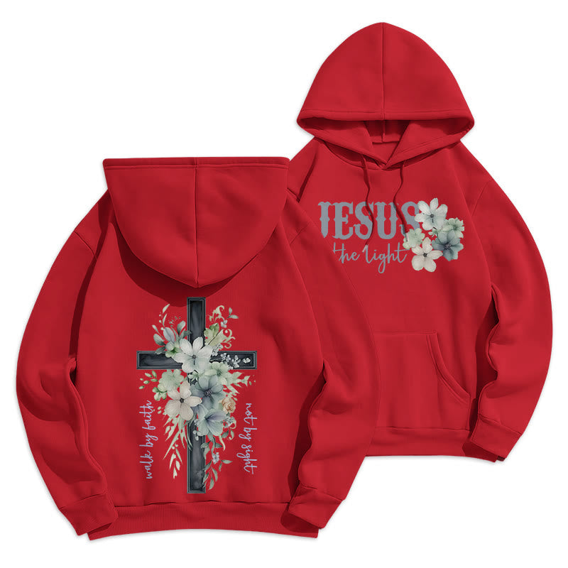 Christianartworkshop Jesus the Light Walk by Faith Fleece-gefütterter Polyester-Hoodie - Rot - 2XL - image 16